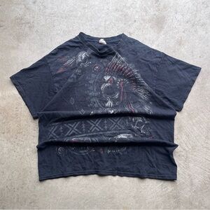 Vintage Y2K Grunge Skull Faded Black Graphic T Shirt